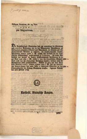 Deputationsbericht vom 8. Februar 1798 : Dictat. RRat. d. 14. Febr. 1798