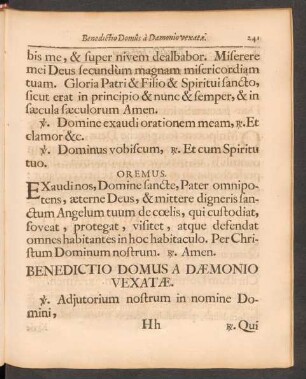 Benedictio Domus A Daemonio Vexatae