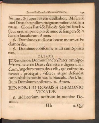 Benedictio Domus A Daemonio Vexatae