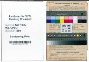 Entnazifizierung Peter Sondersorg , geb. 20.07.1897 (Schlosser)