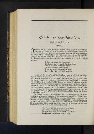 Goethe und das Heroische. Von Eberhard König. (Schluß.)
