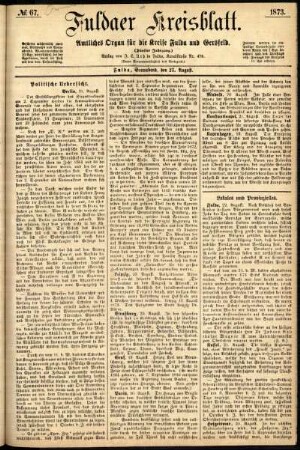 Ausgabe vom Samstag, den 23. August 1873.