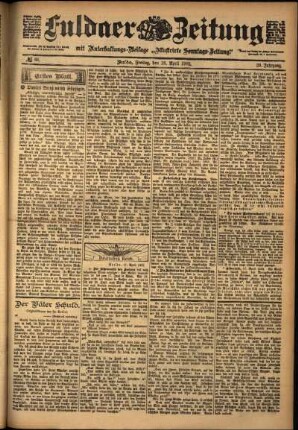 Erste Ausgabe vom Freitag, den 18. April 1902.