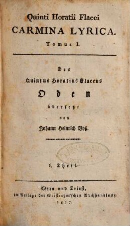 Quinti Horatii Flacci opera, 1. Carmina lyrica