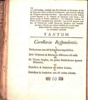 Corollaria Respondentis.