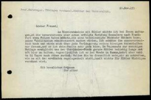 G. Karo an C. Watzinger