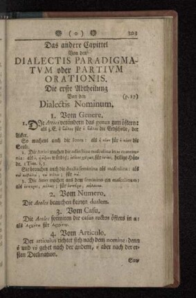 Das andere Capittel Von den Dialectis Paradigmatvm oder Partivm Orationis.