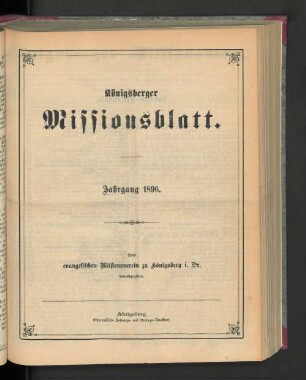 1896: Königsberger Missionsblatt