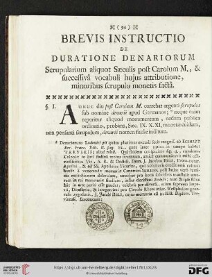 Brevis Instructio de Duratione Denariorum