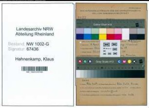 Entnazifizierung Klaus Hahnenkamp, geb. 08.04.1910 (Schneider)