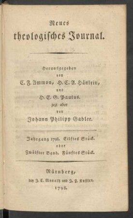 Jahrgang 1798. Eilftes Stück. oder Zwölfter Band. Fünftes Stück