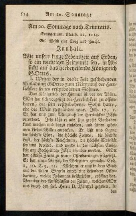 524-533, Am 20. Sonntage nach Trinitatis.