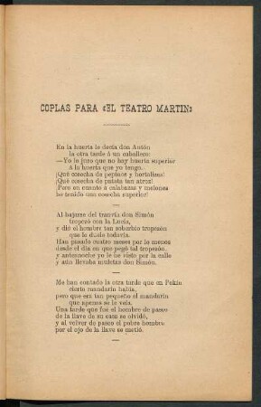 Coplas para «El teatro Martin»