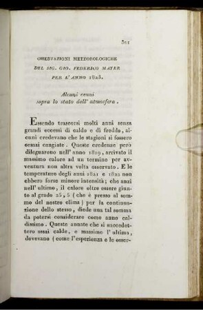 Osservazioni Meteorologiche Del Sig. Gio. Federico Mayer Per L' Anno 1823.