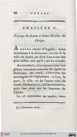 Chapitre V: Voyage de Zante à Saint-Nicolas de Cérigo