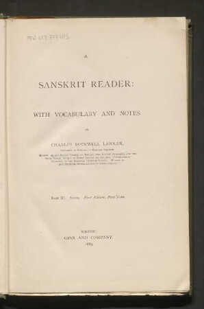 A Sanskrit Reader : With vocabulary and notes