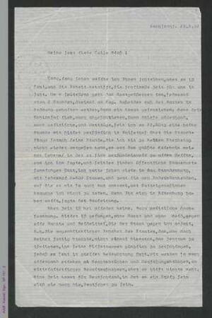 Brief von Marie Diers an Luise Glaß, ms. mit Unterschrift
