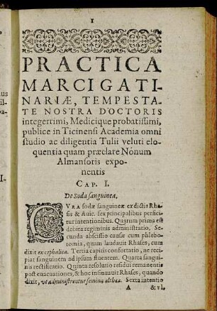 Practica Marci Gatinariæ, Tempestate Nostra Doctoris integerrimi [...]