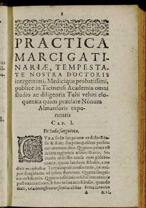 Practica Marci Gatinariæ, Tempestate Nostra Doctoris integerrimi [...]