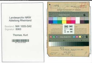 Entnazifizierung Kurt Thomas , geb. 26.11.1913 (Lagermeister)