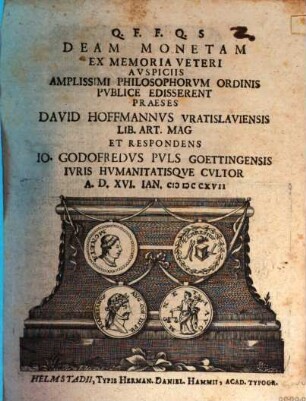 Q. F. F. Q. S. Deam Monetam Ex Memoria Veteri