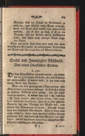 Sechs und Zwanzigster Abschnitt. Von denen Quecksilber-Proben