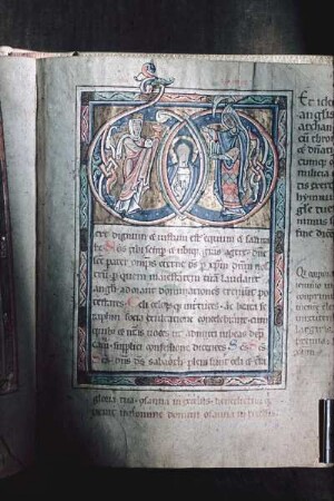 Missale aus Saint-Martin in Tours — Schmuckseite mit Ecclesia und Synagoge zuseiten Christi, Folio 71 recto