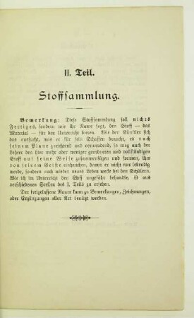 II. Teil. Stoffsammlung