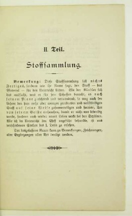 II. Teil. Stoffsammlung