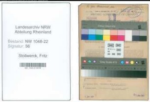 Entnazifizierung Fritz Stollwerck , geb. 04.06.1884 (Verkaufsleiter)