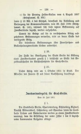 Zweckverbandsgesetz für Groß-Berlin. Vom 19. Juli 1911