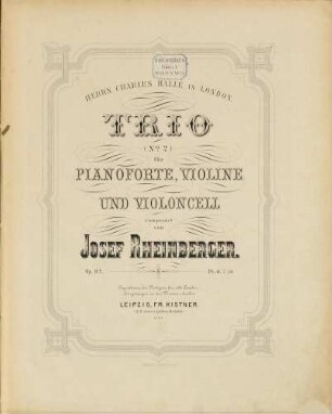 Trio (Nr. 2) : für Pianoforte, Violine u. Violoncell ; (A-Dur) ; op. 112