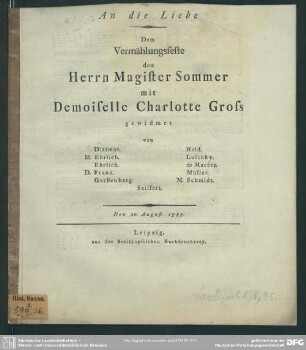 An die Liebe : Den 20. August.1787