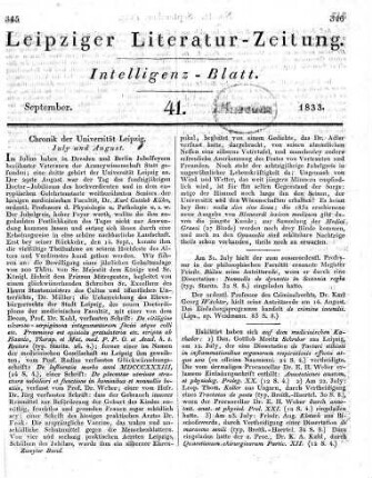 Chronik der Universität Leipzig. July und August [1833].