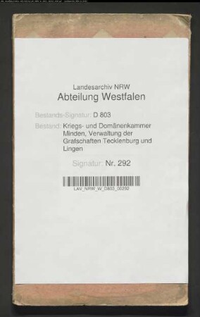 Anfertigung des Ertrages der Grafschaft Lingen