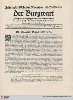 31: Die Schweizer Burgenfahrt 1930