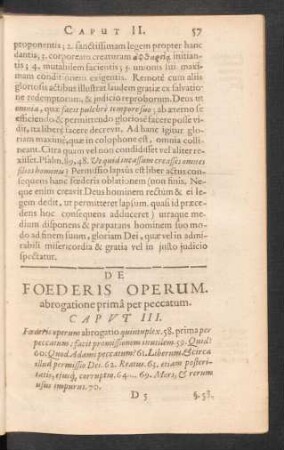 De Foederis Operum. abrogatione primâ per peccatum. Caput III.