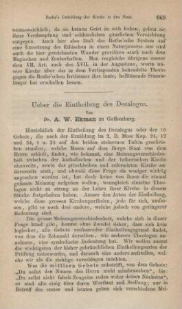 669-686 Ueber die Eintheilung des Decalogus