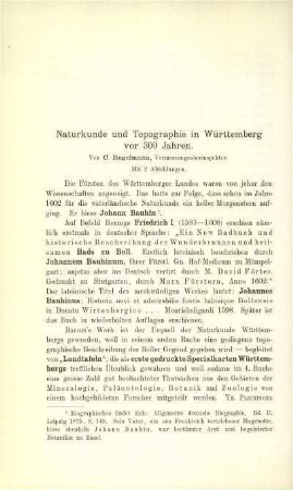 Naturkunde und Topographie in Württemberg vor 300 Jahren