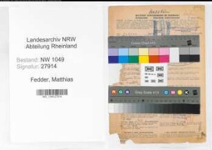 Entnazifizierung Matthias Fedder , geb. 27.01.1899 (Beamter)
