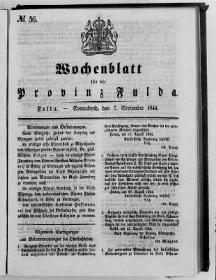 Nr. 36, Ausgabe vom 7. September 1844