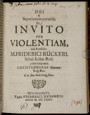 De Invito Per Violentiam,