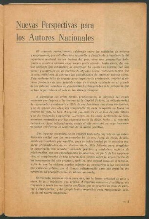 Nuevas perspectivas para los autores nacionales