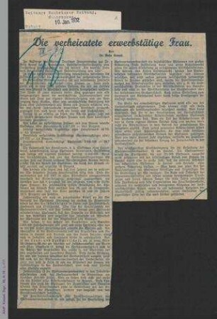 Sammlung: Frauenfrage. Berufsfragen. 1933-1935.