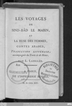 Les Voyages de Sind-Bâd le marin et la Ruse des femmes : contes Arabes