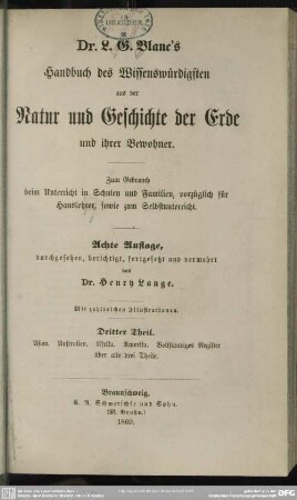 3: Asien, Australien, Afrika, Amerika. Vollständiges Register über alle drei Theile