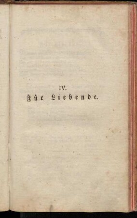 IV. Für Liebende.