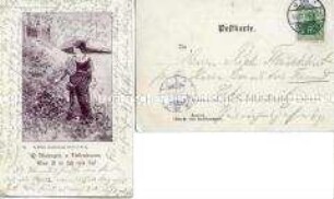 Postkarte mit Frauenbild und Vers