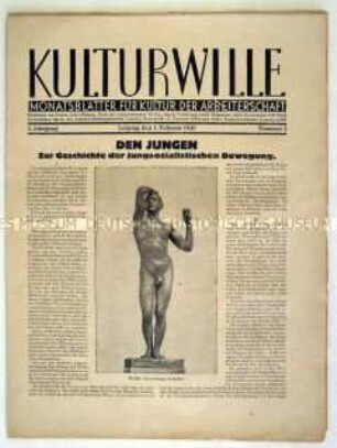 Proletarische Monatszeitschrift "Kulturwille" u.a. zur sozialistischen Jugendbewegung