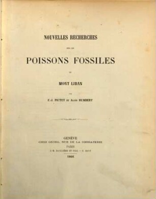 Nouvelles recherches sur les poissons fossiles du mont Liban : Par F. J. Pictet et Aloïs Humbert